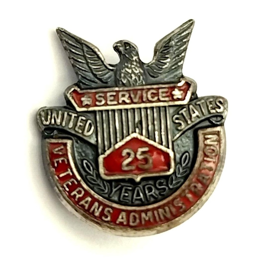 Sterling Silver Veterans Administration 25 Year Employee Service Pin Eagle VFW